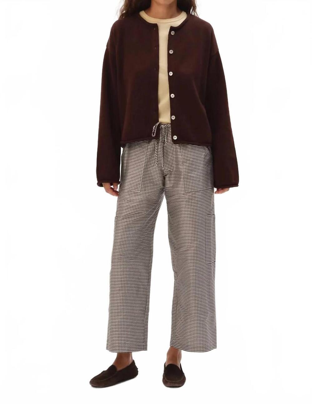 NEW DONNI. cotton knit roll cardigan in espresso - Picture 6 of 7